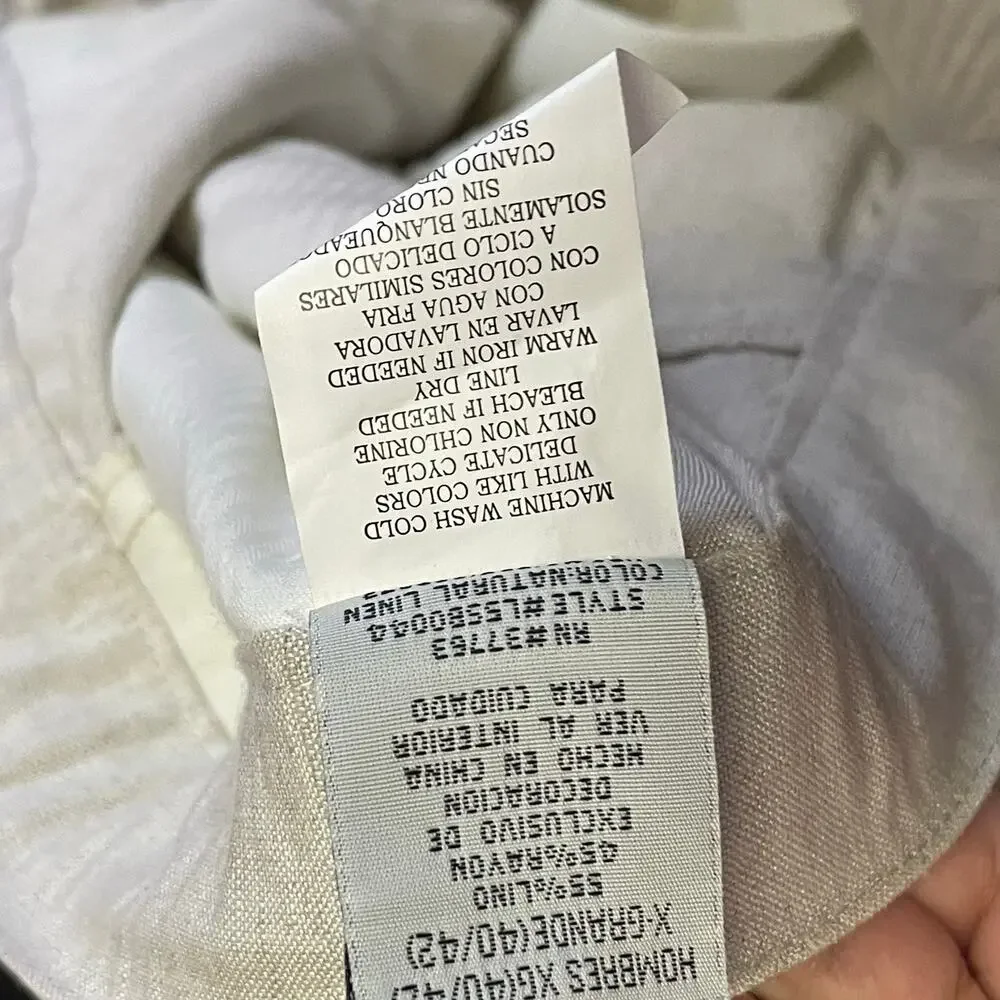 Havana Shirt Co Mens Drawstring Linen Beach Pants SZ XL 40/42 Natural Beige